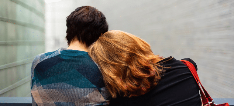 Two people sitting in a room
