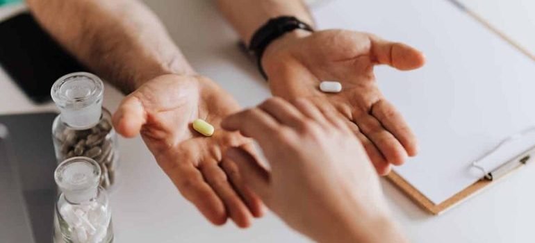 Doctor offering choice to patient in office