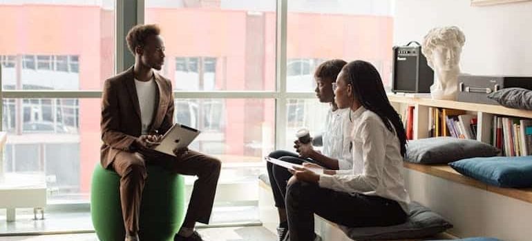 people sitting talking