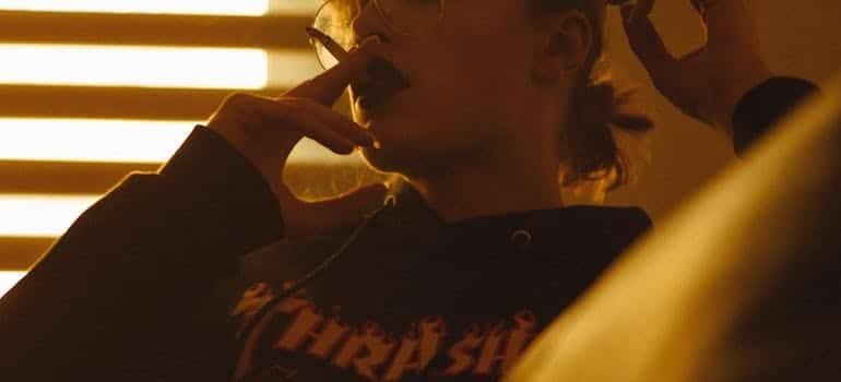 a woman smoking